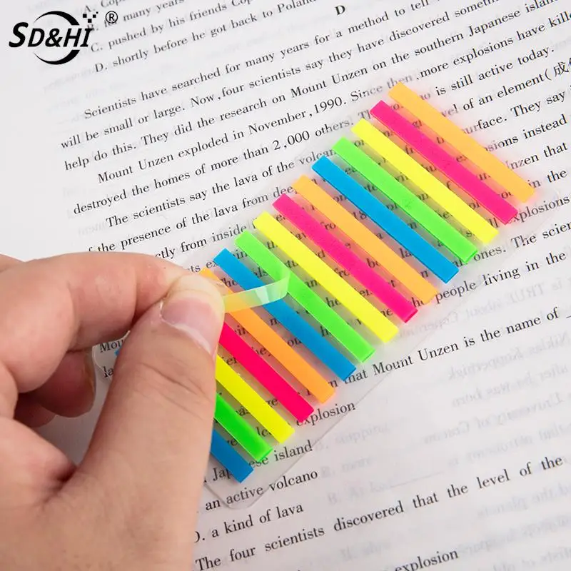 Bloc de notas de papel fluorescente transparente, notas adhesivas, pestañas de libros, marcadores de notas adhesivas de índice, Bloc de notas, pegatinas