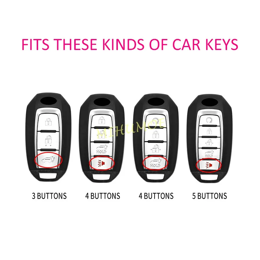 Metal Carbon Fiber Car Key Fob Case Cover Keychain Accessories For 2020-2025 Infiniti Q50 Q60 QX50 QX55 QX60 2024 2023 2022 2021 view 2
