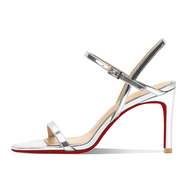 صندل أسود قطعة واحدة للنساء طراز صيفي جديد 2025 بأصابع مكشوفة ومثير وغير متعب وكعب رفيع وكعب عالي #5