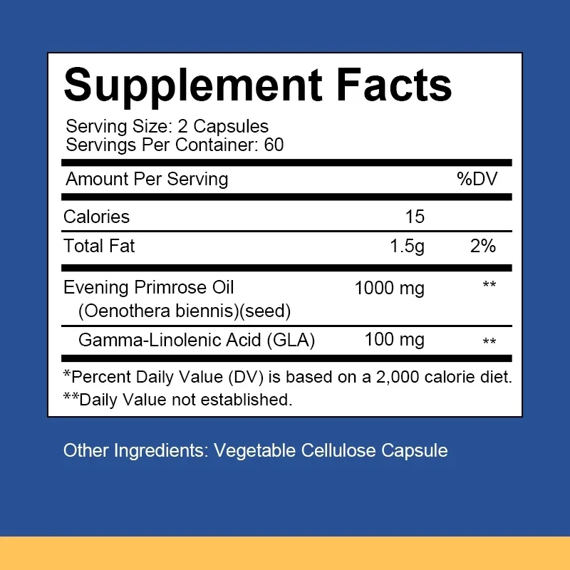 Evening Primrose Oil Promotes Women\'s Health 1000 mg Evening Primrose Oil Whitening Anti-wrinkle Anti-Aging Skin Nutritional