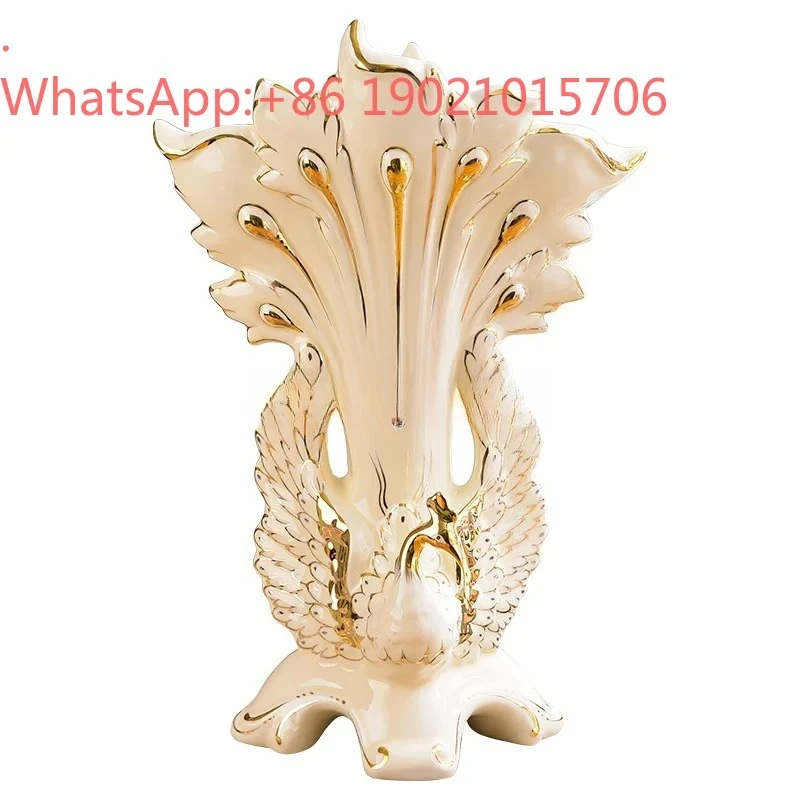 FG new model ceramic vase ornaments gilt peacock open screen arrangement creative home accessories for living room countertops