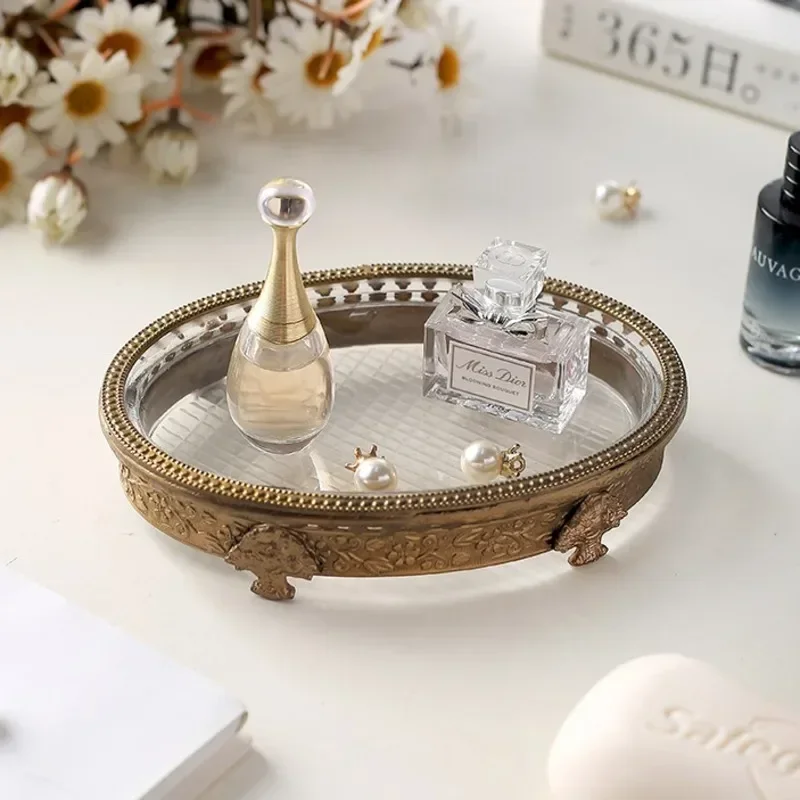 Light Luxury Brass Glass Soap Dish Hotel Bathroom High-grade Soap Box Bedroom Exquisite Jewelry Storage Tray