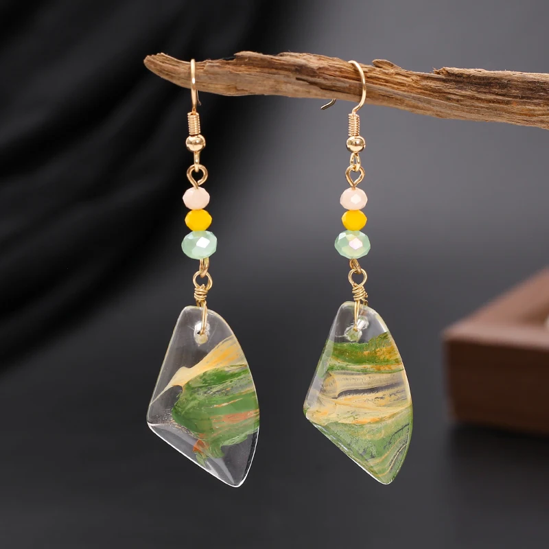 Transparente Tropfenohrringe für Damen, luxuriöse Kristall-Handarbeit, kunstvoll verflochtenes Design, Vintage, geometrische, unregelmäßige Form, Schmuck für den täglichen Gebrauch. – Detail 12