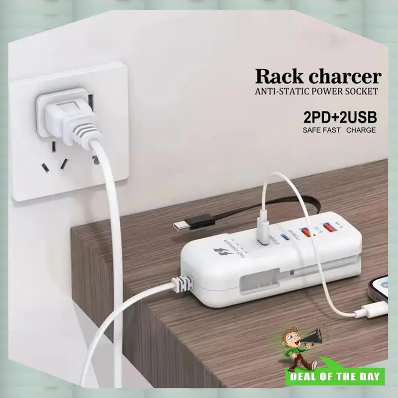 تسليم 24 ساعة USB مهايئ توزيع 4 منافذ USB نوع C تمديد الجدار شاحن 66 واط PD شحن سريع نوع C كابل المقبس المخرج (الاتحاد الأوروبي)