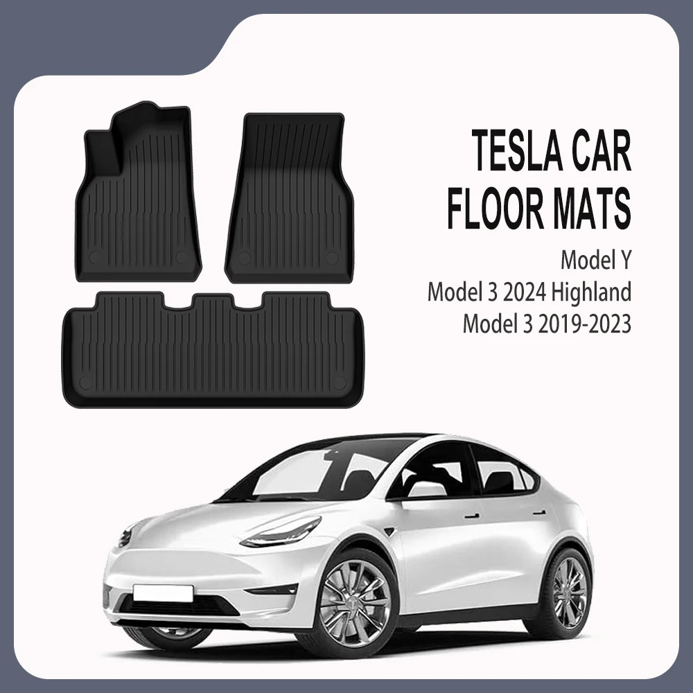 For Tesla Trunk Mat Model Y Model 3 high land Floor Mat 2021-2024 Luggage Mat TPE waterproof Anti-Slip Set Floor Liner Mat