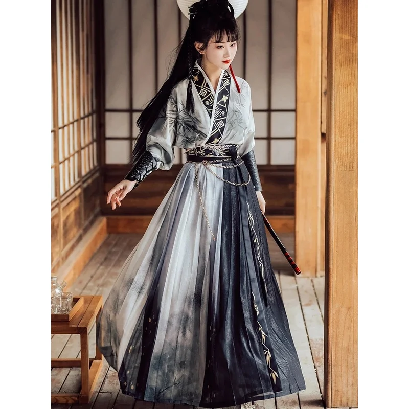 NewMucha Hanfu Cos, Song, Jiaozi, Qi Waist, Guofeng, Ink Wash, Men And Women's Same Style, Cool Sasa, Everyday2025c;5,v'8.d;