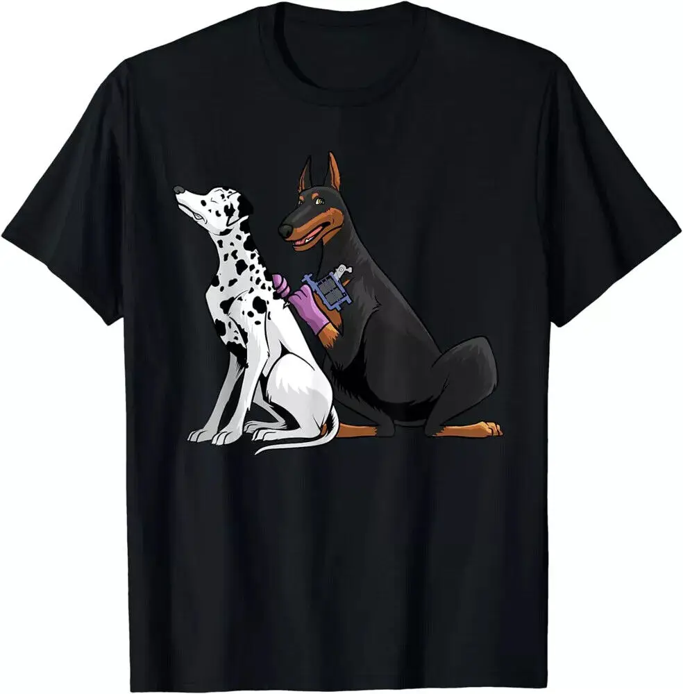 Hot Sale!!! Cool Tattoo Artist, Dalmatian Doberman Dog Unisex T-Shirt S-5XL High Quality 100%Cotton Short Sleeve