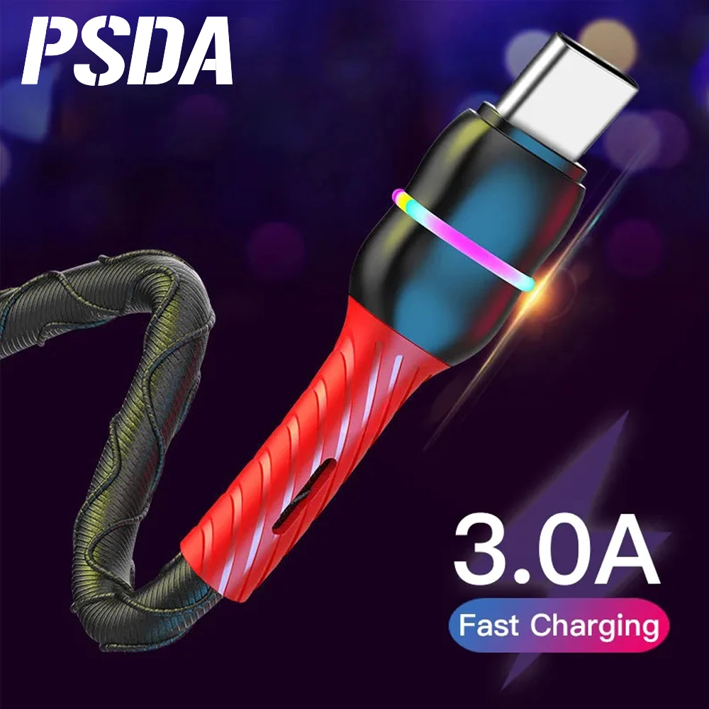 

PSDA 3A Data Cable Fast Charging Type-C Charging Cable Data Transmission Type-C Charger Cable Mobile Phone Charger Cable