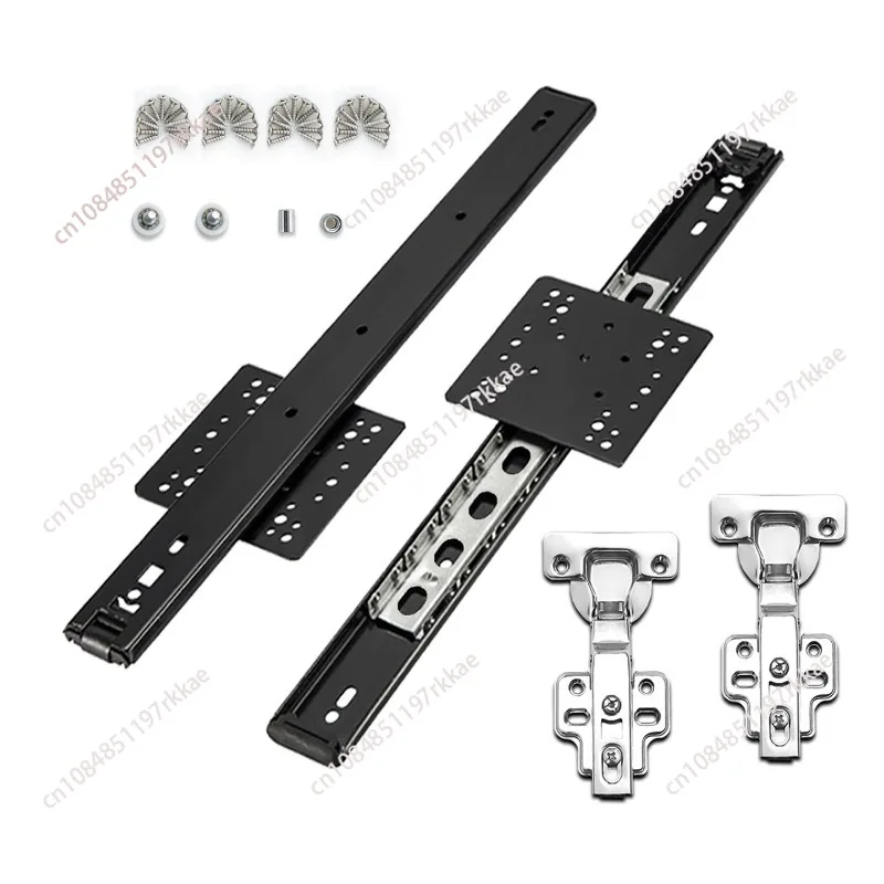 Invisible Fold-Up Pocket Door Hardware Concealed Butterfly Hinge Retractable Guide for Wardrobe Cabinet Laundry