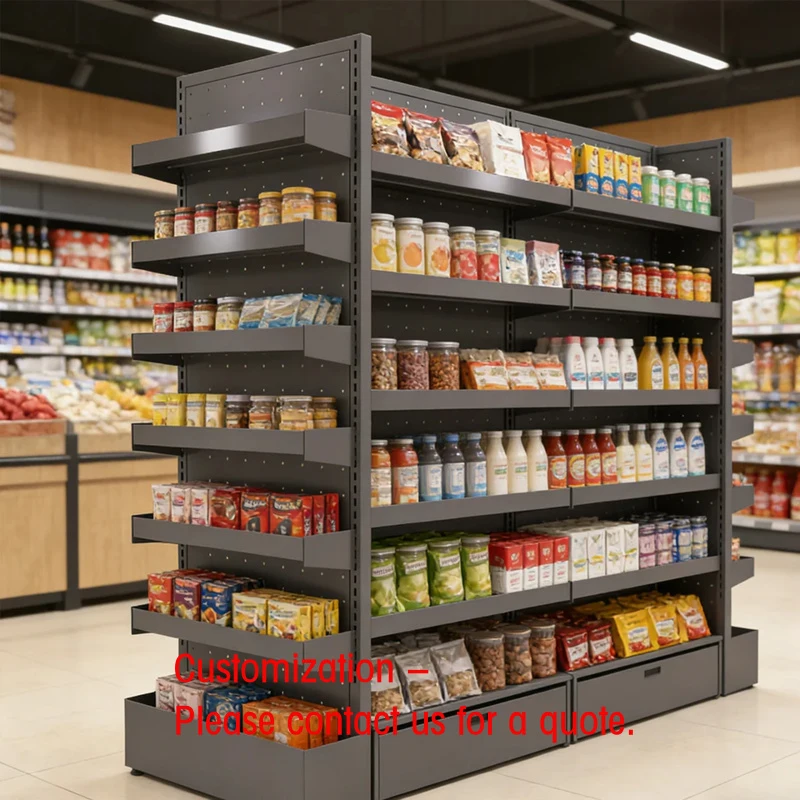custom.King Display Double-Sided Light Duty Metallic Supermarket Rack Epoxy Powder Coating Reinforced Load-bearing Cold-rolled S