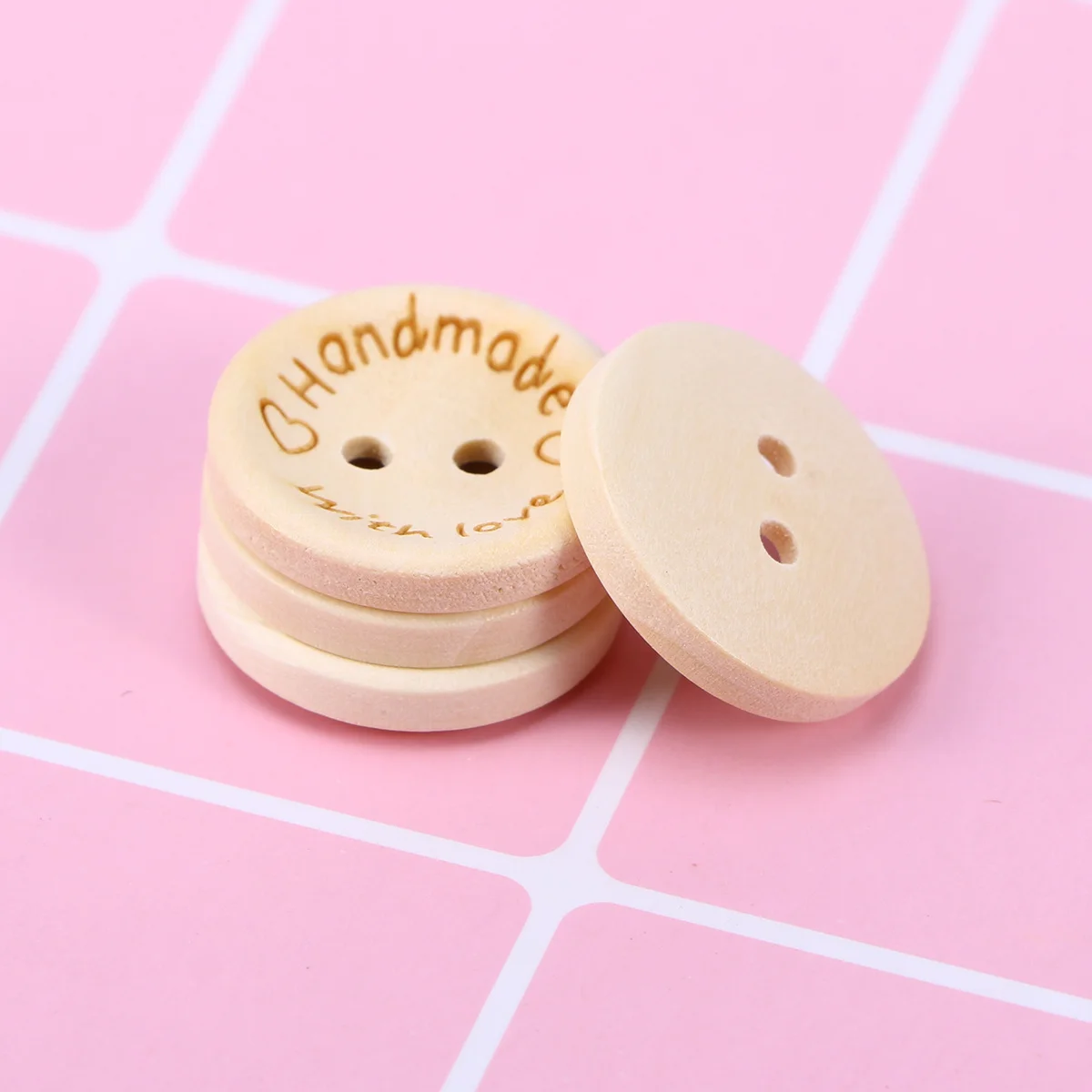 

100Pcs Natural Wood Buttons Heart Shape Decorative for Crafting Sewing Scrapbooking Shoes Accessories 20Mm Wooden Snaps