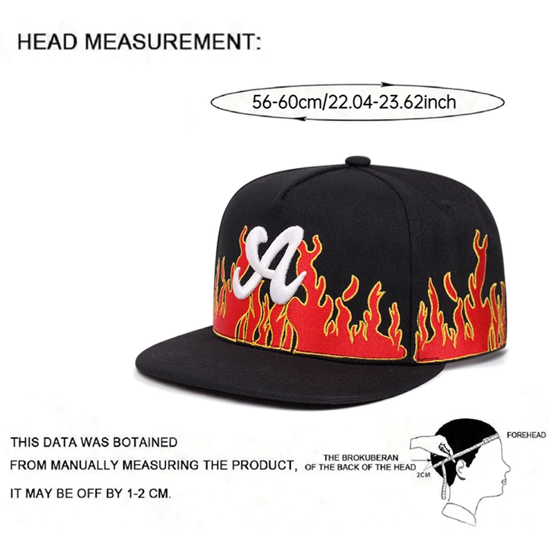 2025 شخصية الإبداعية الجديدة حافة مسطحة قبعة رسالة لهب المطرزة قبعة بيسبول في الهواء الطلق الترفيه اليومي الديكور الهيب هوب قبعة