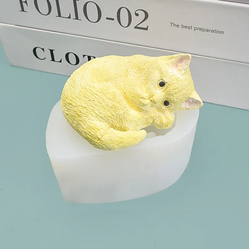 Silicone Cat Mold Sleepy Cat Soap Mold Silicone Mold for Candles Handmade Soap Mold 3D Cat Cartoon Mold Silicone Mold for Soap