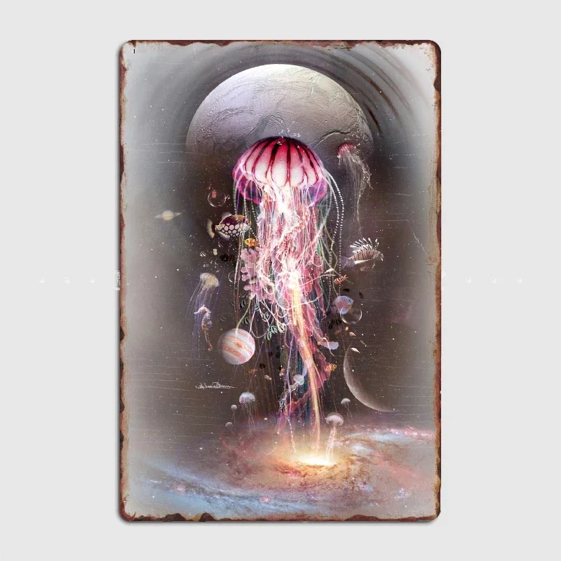 

Jellyfish Carnival cosmic mystical galaxy Metal Poster Garage Decoration Living Room Cinema Living Room Custom Tin Sign Poster
