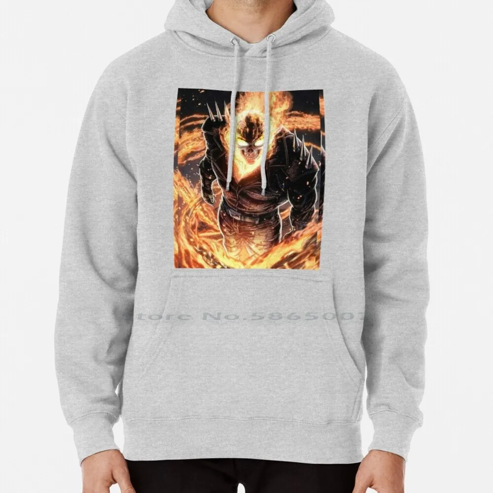 Ghost Rider Burning Theme Art Hoodie Sweater 6xl Cotton Comics Ghost Rider Comics Ghost Rider Trailer Cosmic Ghost Rider 1