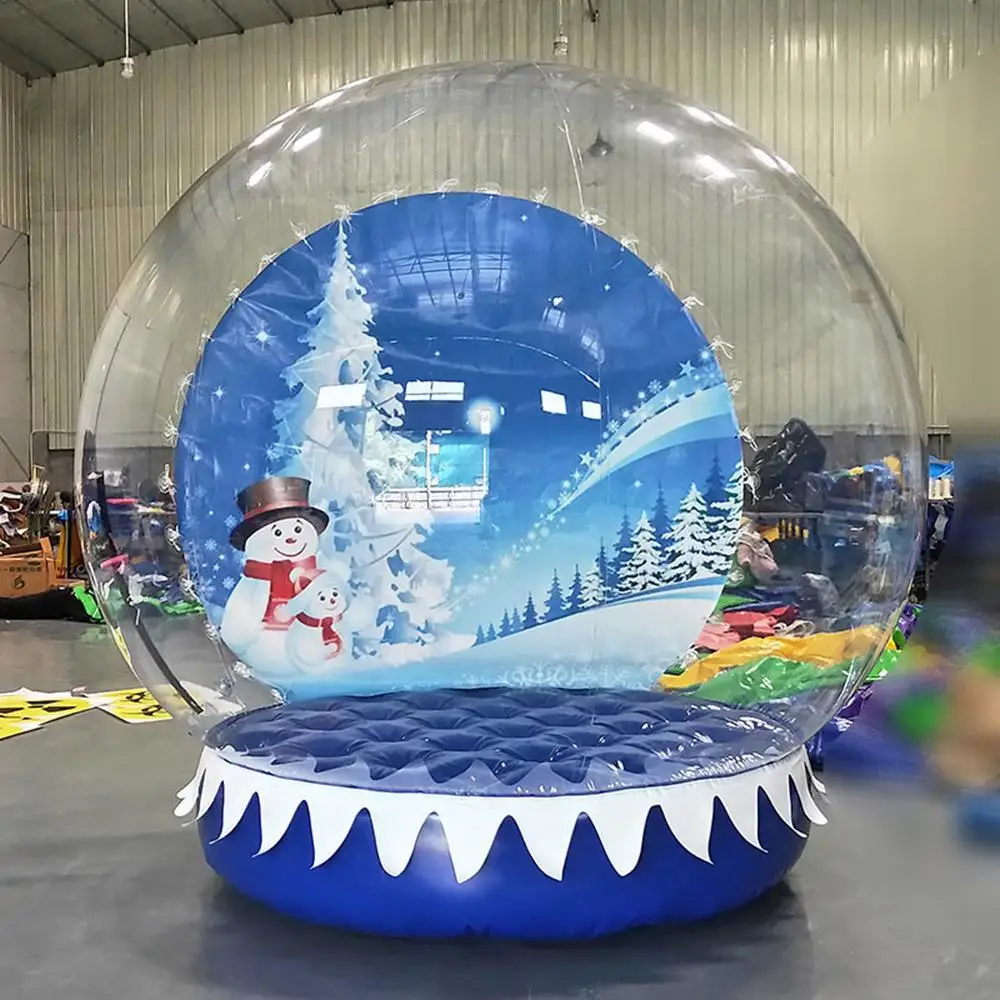 Globo de neve inflável para decorações de natal, fundo substituível da barraca da abóbada da cabine da foto da bolha