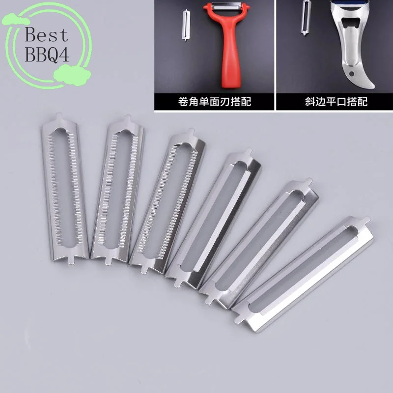 (BBQ4)10Pc Stainless Steel Peeler Blades Replacement Double Peeler Asparagus Peeler Multifunctional Peeling Tool Kitchen Supply