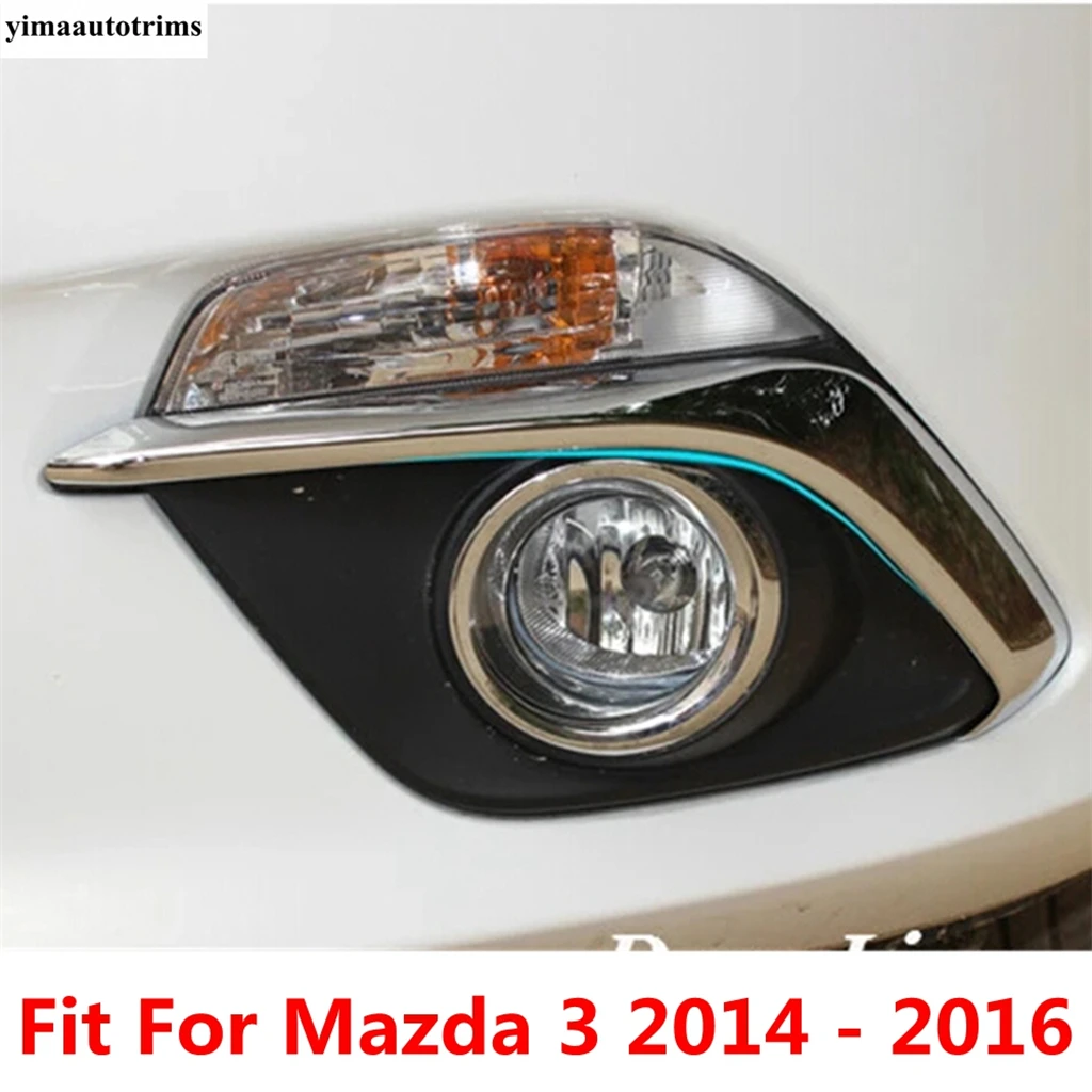 

For Mazda 3 2014 - 2016 Car Front Fog Lights Lamps Eyebrow Eyelid Strip Decoration Cover Trim ABS Chrome Accessories Exterior