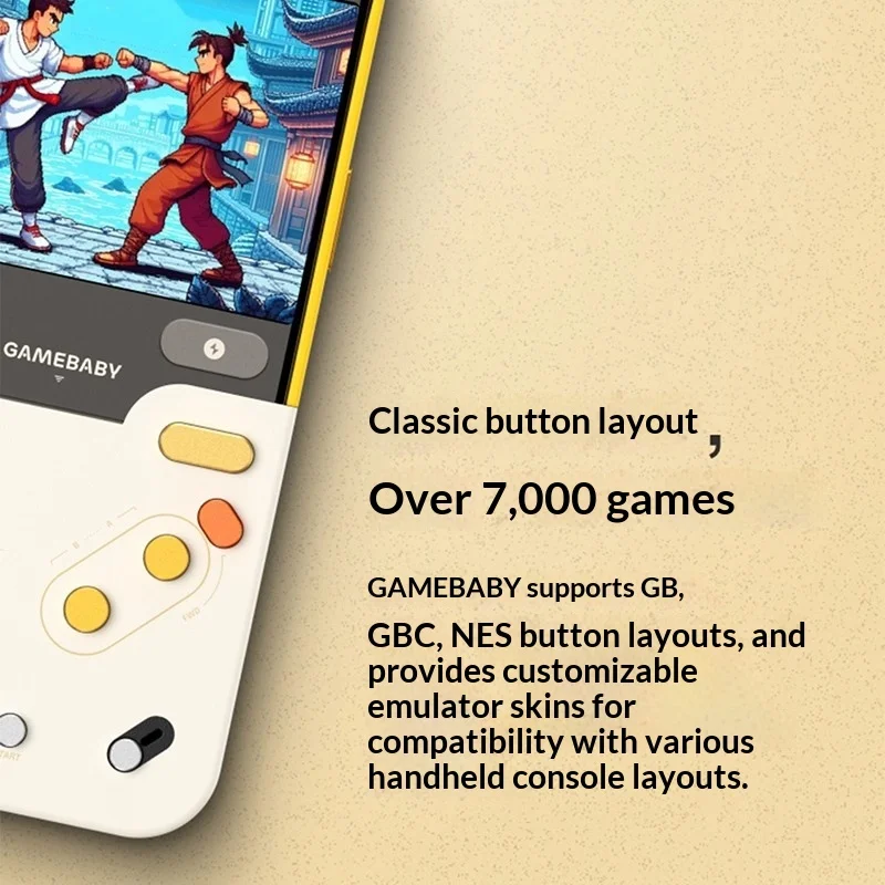 GAMEBABY telefoonhoes geschikt voor iPhone 17 Pro/Pro Max retro gaming handheld gameconsole gamecontroller met ingebouwde knoppen