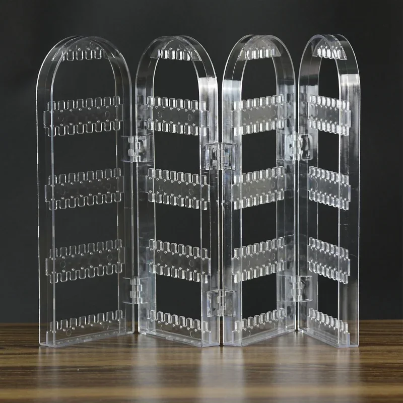 Jewelry Display Rack Necklaces Rings Plastic Folding Holder Large Capacity Bracelets Storage Hanger with Stud Earrings Holes