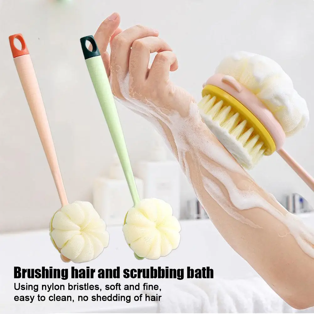 Щетка для ванны с мягкой щетиной и длинной ручкой, противоскользящая ручка, многофункциональная для чистки душа, подходит для всех типов кожи X1x1
