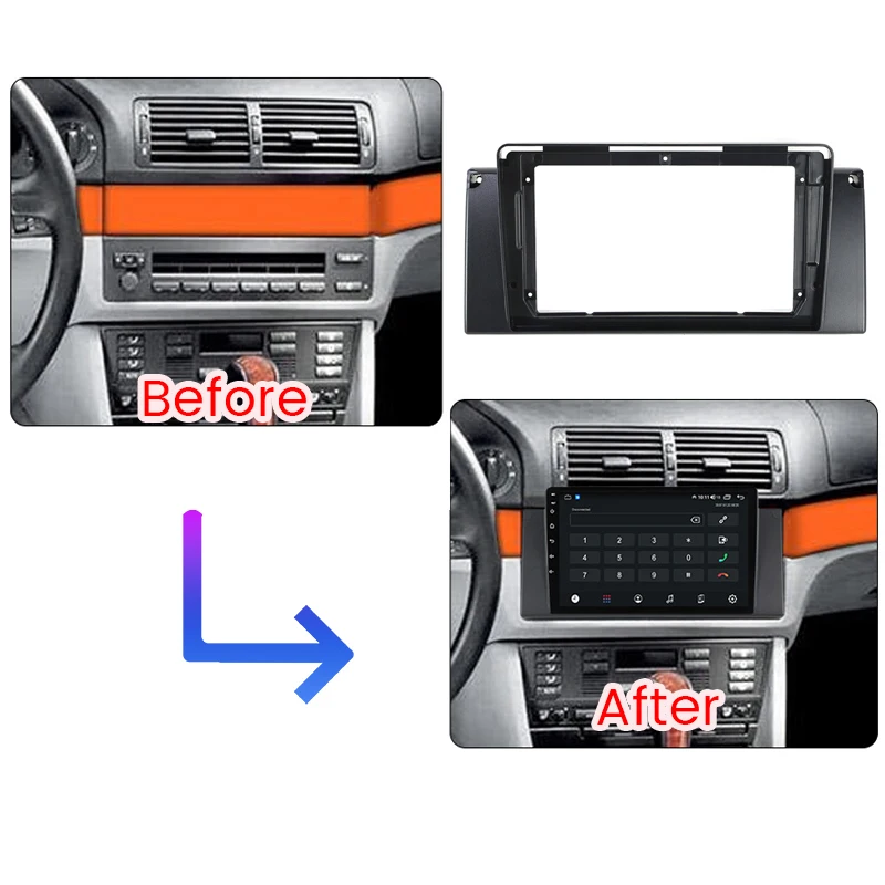 For BMW 5 Series E38 E39 E53 X5 Car Radio Multimedia Navigation Fascia Frame Adapter Canbus Box Decoder Dash Fitting Panel Kit view 2