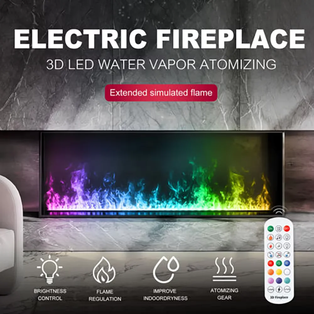 3D Atomized Fireplace Colorful Flame ECO TV Decorative no risk of fire Mist Intelligent Indoor Electric Water Vapor Fireplace