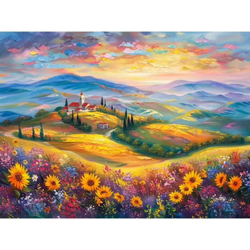 GATYZTORY Acrylic Paint By Number Sunflower Field Diy Gift Hand Painted Painting On Canvas DIY Pictures By Numbers Kits Home Dec