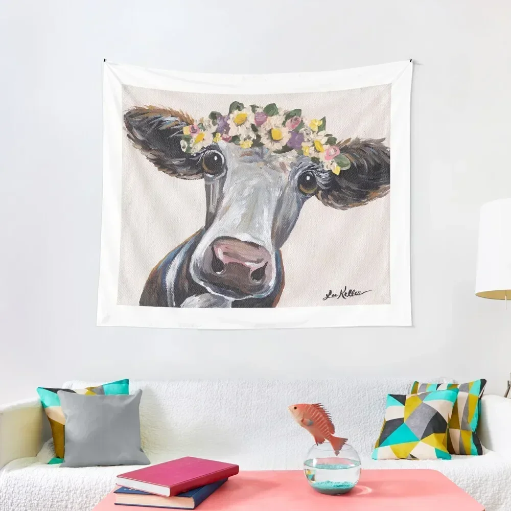 

Cow art, Farmhouse Flower Crown Cow Tapestry Aesthetic Room Decors Room Design Wallpaper Bedroom Kawaii Room Decor Tapestry