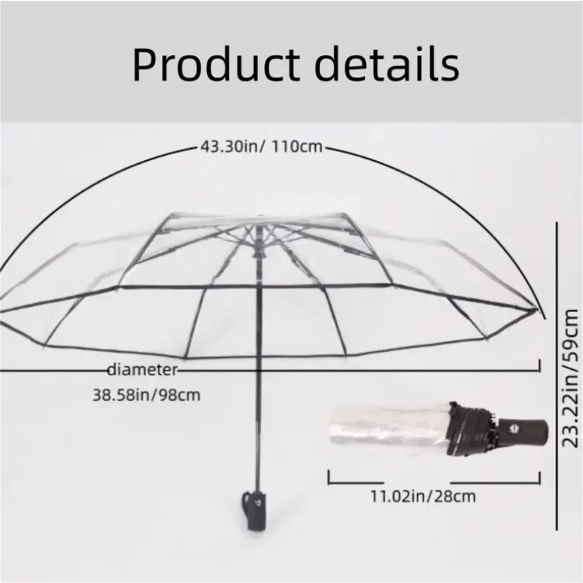 1 Piece of Fully Automatic Cat Pattern Pvc Material Transparent Umbrella, Waterproof and Windproof, Portable Umbrella, Suitable for Travel and Work