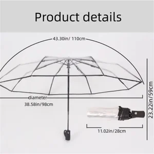 1 Buah Payung Transparan Bahan Pvc Pola Kucing Otomatis, Tahan Air dan Tahan Angin, Payung Portabel, Cocok untuk Pakaian Bepergian dan Bekerja 10 kucing payung penjualan terbaik - №