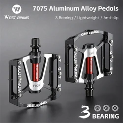 WEST BIKING Bicycle Pedals 3 Bearings Non-Slip MTB Pedals 7075 Aluminum Alloy Flat Applicable Waterproof Bicycle Accessories