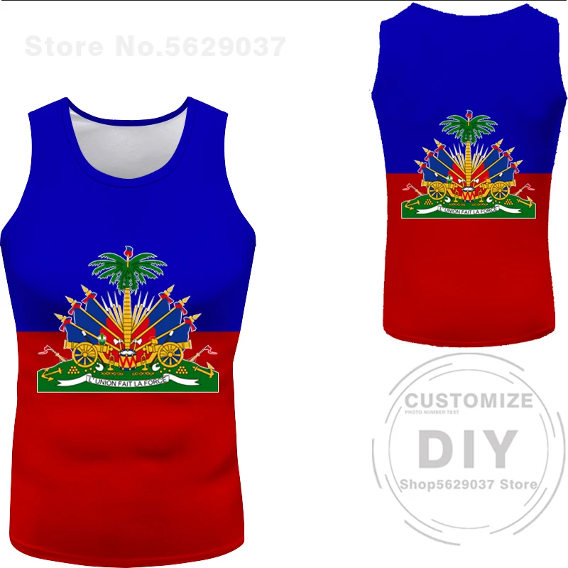 Haiti Male Youth Vest Free Custom Name Hti Tank Top Nation Flag Country Ht French Haitian College Print Photo Sleeveless T-Shirt