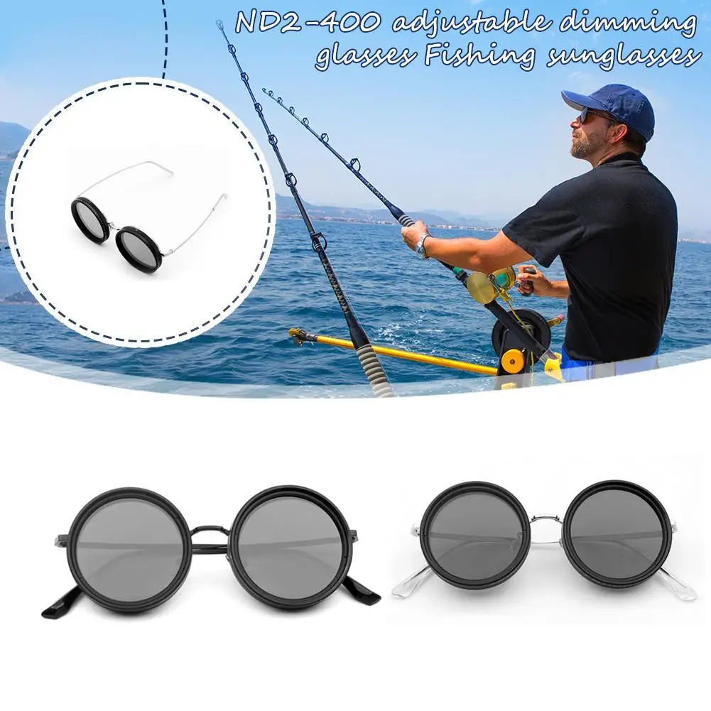 

Поляризованные солнцезащитные очки для рыбалки ND2-400 с регулируемым затемнением, винтажный чехол для рыбалки с подарком в стиле панк и круглыми линзами для солнцезащитных очков Ha M4C0