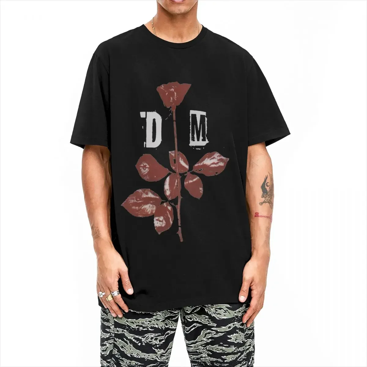 Depeches Mode T Shirts for Men Women 100% Cotton Novelty T-Shirt Round Neck DM  Rose Tee Shirt Short Sleeve Clothing image 2