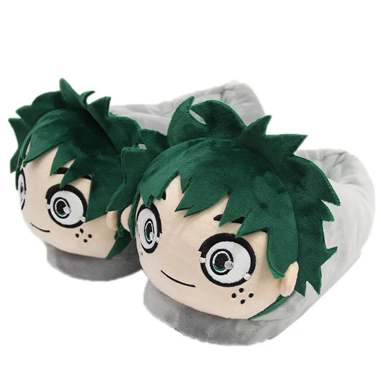 Anime My Hero Academia Deku Plush Slippers Autumn and Winter Men\'s Home Warm Soft Filled Cotton Slippers