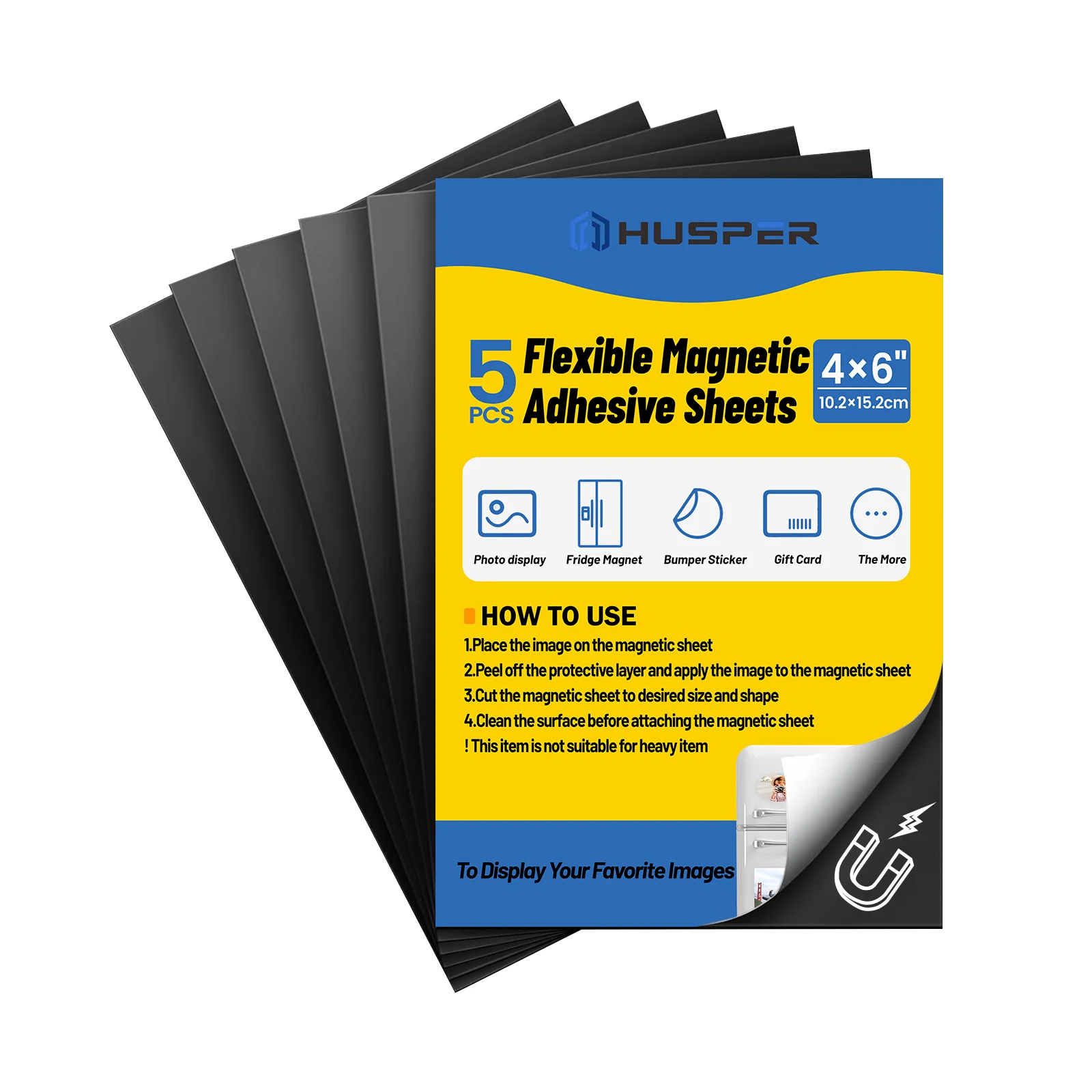

4R 5 Sheets Adhesive Magnetic Sheets with Adhesive Backing 16 Mil Flexible Magnet Sheet With Adhesive Sticky 4×6 inch
