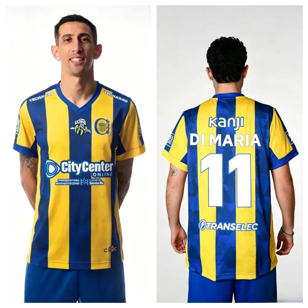 Rosario Central Ángel Di María 3D Football Jersey Men Summer Sports T-shirt Breathable Quick Drying Fashion Streetwear