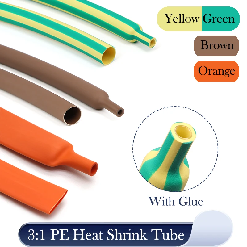 Dia 1.6/2.4/3.2/~39mm 3:1 With Glue Heat Shrink Tube Double Wall Heat Shrinkable Tubing Polyolefin Insulated Sleeve Three colors