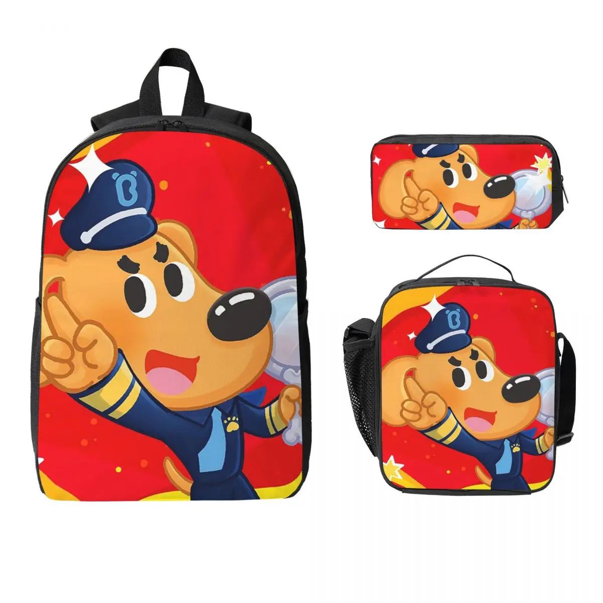 

Sheriff Labrador Backpack Student Boys Girls BookBag School Bag Laptop Shoulder Bags 3ps Insulated Lunch Bag Pencil Case