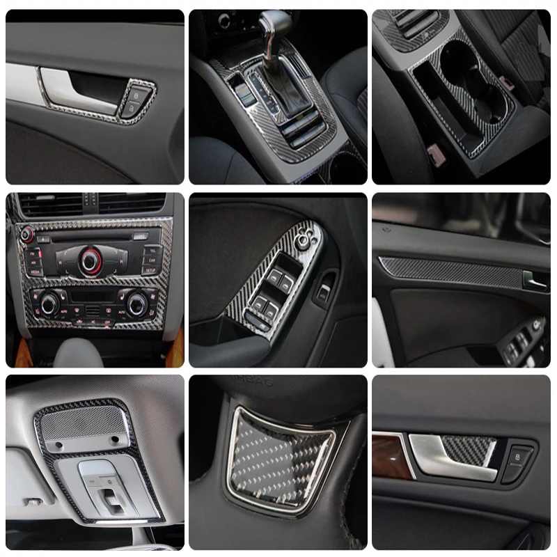 Carbon Fiber Car Gear shift buttons Panel Door Armrest Reading Light Cover Trim Sticker for Audi A4 S4 RS4 B8 8K A5 S5 RS5 8T 8F