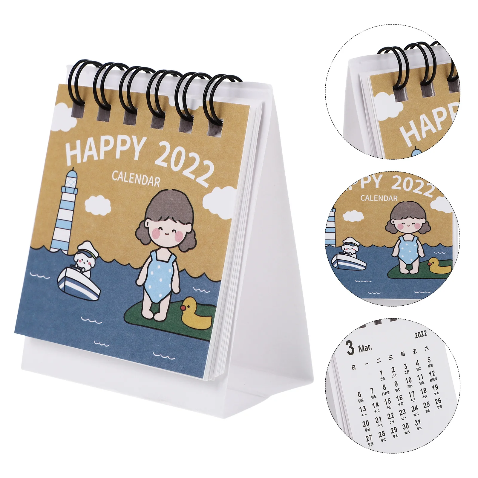 1pc Desktop Mini 2022 Design semplice Calendario di pianificazione del programma per studente in ufficio Anno della tigre Pianificatore mensile Pratico quotidiano