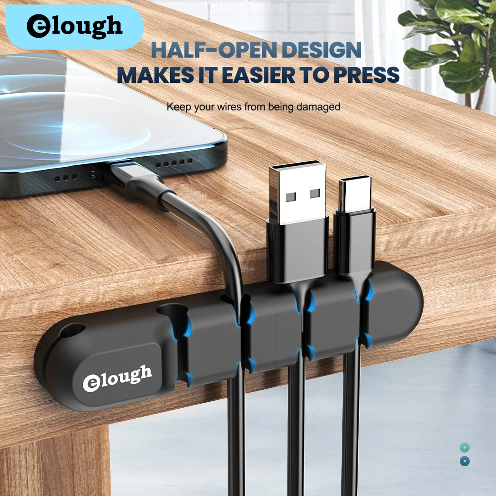 Organizador de cables de escritorio, gestión de cables de silicona, enrollador de cables USB, clips, soporte para cables, organizador de cables para ratón, auriculares