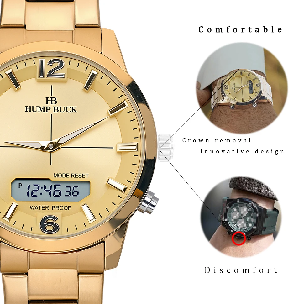 Мужские наручные часы HUMPBUCK с вечным календарем и будильником, водонепроницаемые многофункциональные часы, повседневный и в стиле милитари