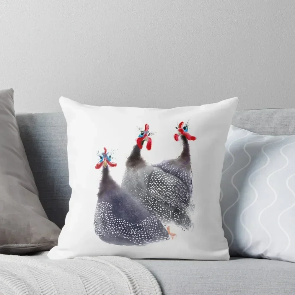 

Gaggle of Three Guinea fowl birds Throw Pillow Pillow Decor christmas decorations for home 2025 pillow