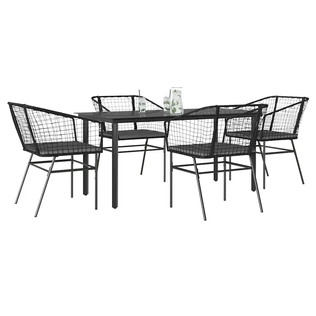 

Garden Dining Set Black and Dark Grey Outdoor Furniture for Patio Balcony Garden Dining Table and Chair Set Modern Design