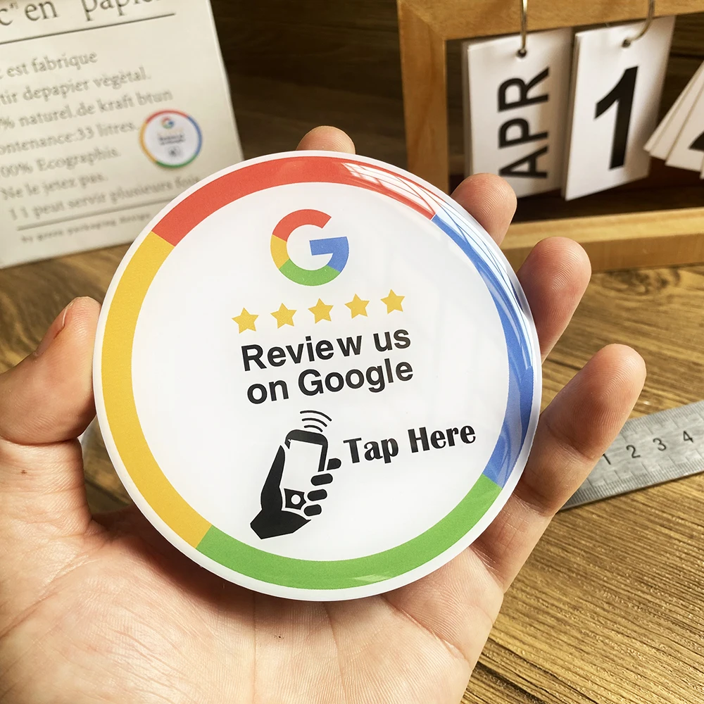 NFC-chip Google Reviews Stickers PVC Epoxy NFC Menu Contactloos bord Social Media Google Review Plaat