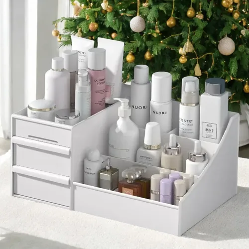 흰색 모던 플라스틱 서랍 메이크업 박스, 기숙사 정리정돈 및 화장품 보관용, 드레싱 테이블 데스크탑 서랍에 1 피스 