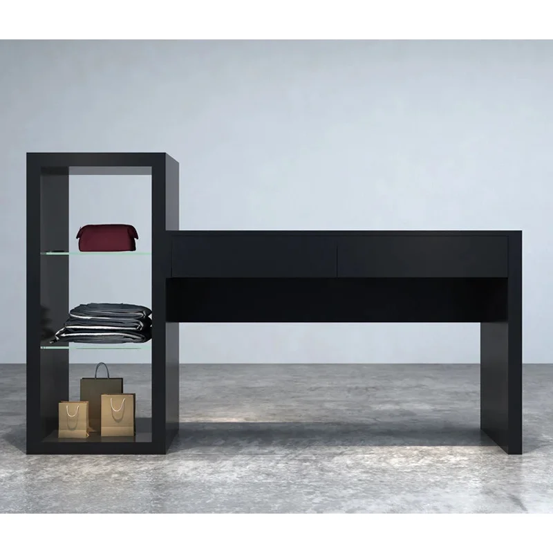 custom.Black Wrought Iron Transparent Glass LED Lighting Durable Jewelry Display Cabinet Flowing Table Jade Headwear B