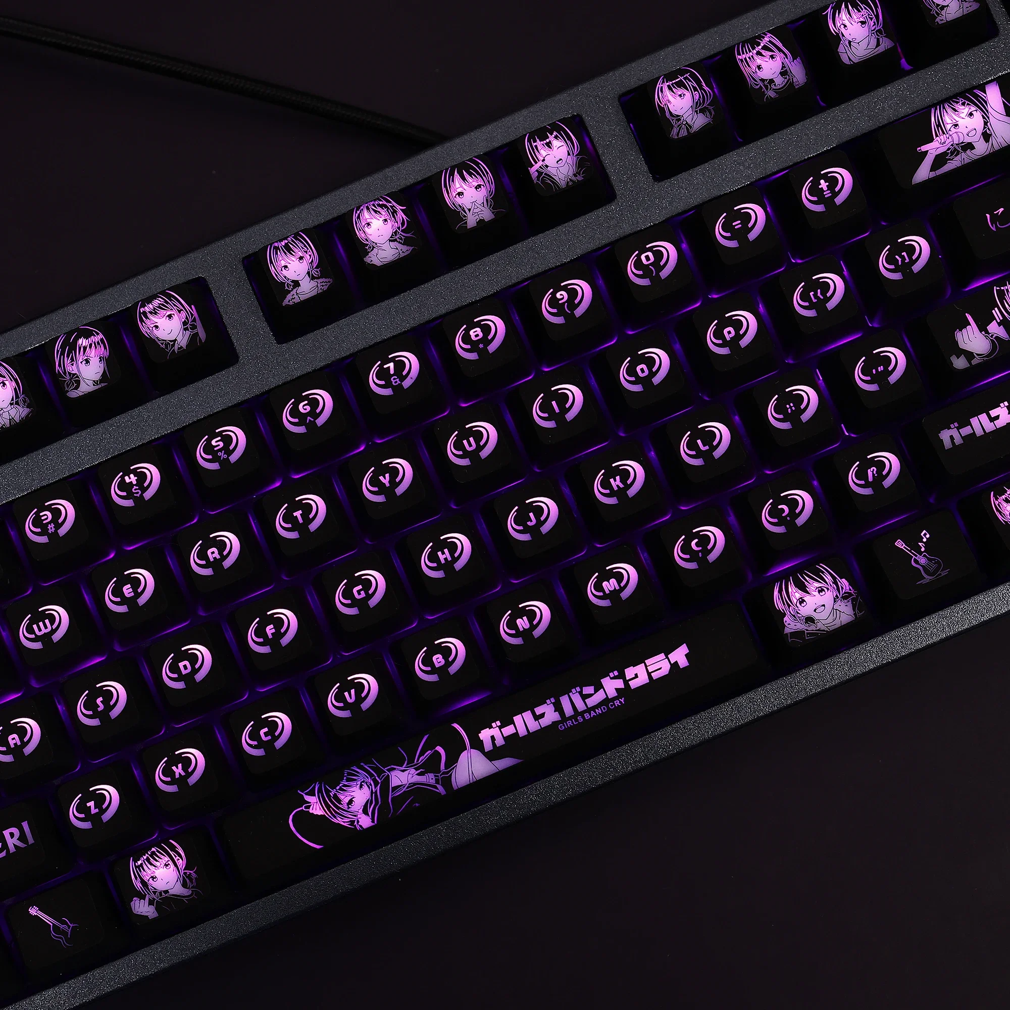 メカニカルキーボード用バックライト付きキーボード,カスタマイズ可能な104キー,アニメ,日曜大工,corsair k70,razer,cherry,isero,girls 'band cry